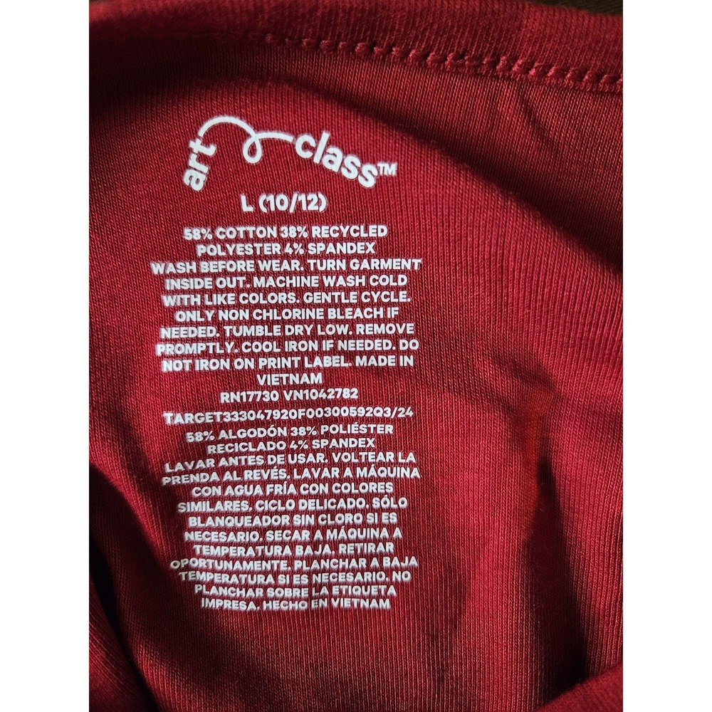 Art Class Girls Red Long Sleeve Cropped Top Lettuce Hem L 10/12 NWT - Picture 3 of 5